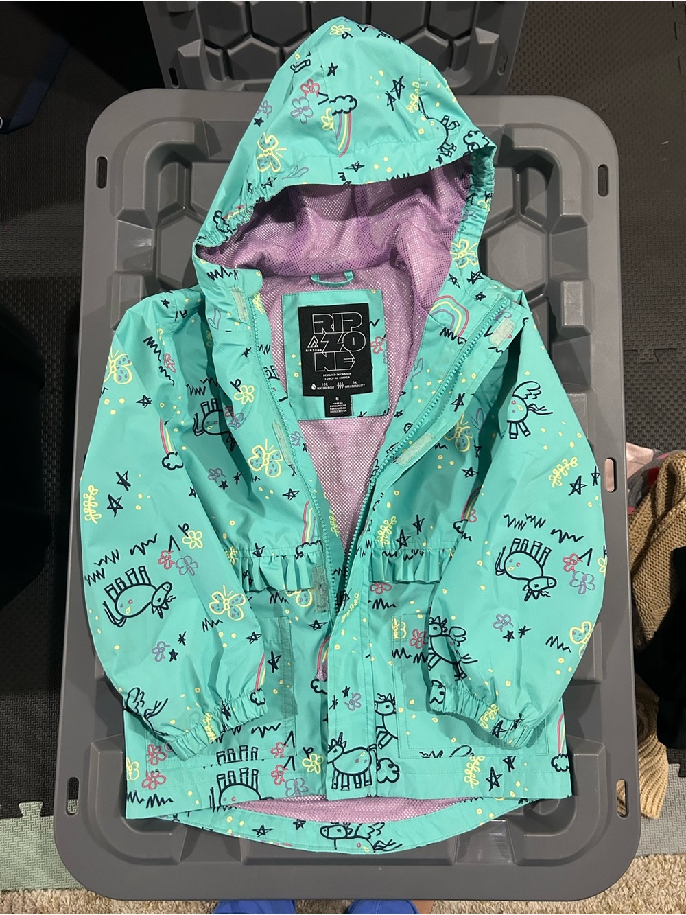 Ripzone Girls' Teal Raincoat with Hood